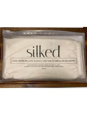 Silked Satin Single Pillow Sleeve Color beige Fits Most Standard Pillows New